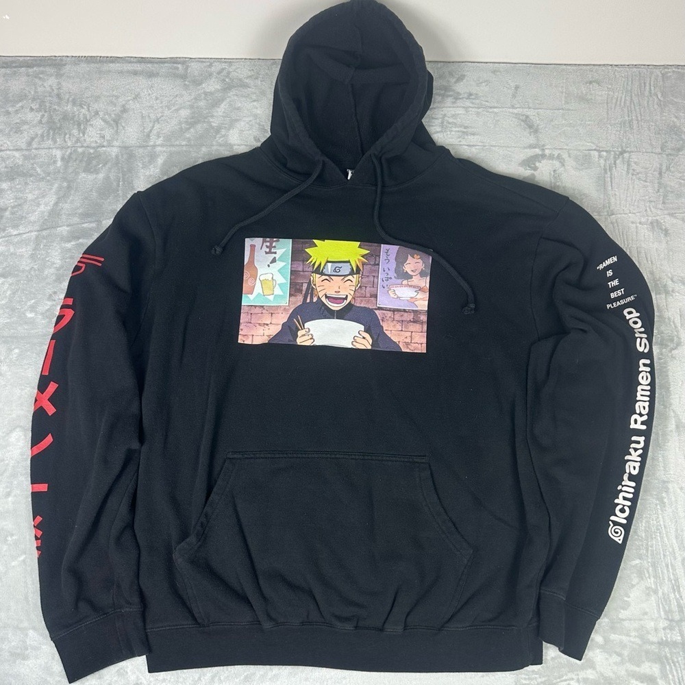 Vintage Naruto Shippuden Hoodie Sweatshirt Men 2X Anime Ichiraku Ramen Shop Y2K
